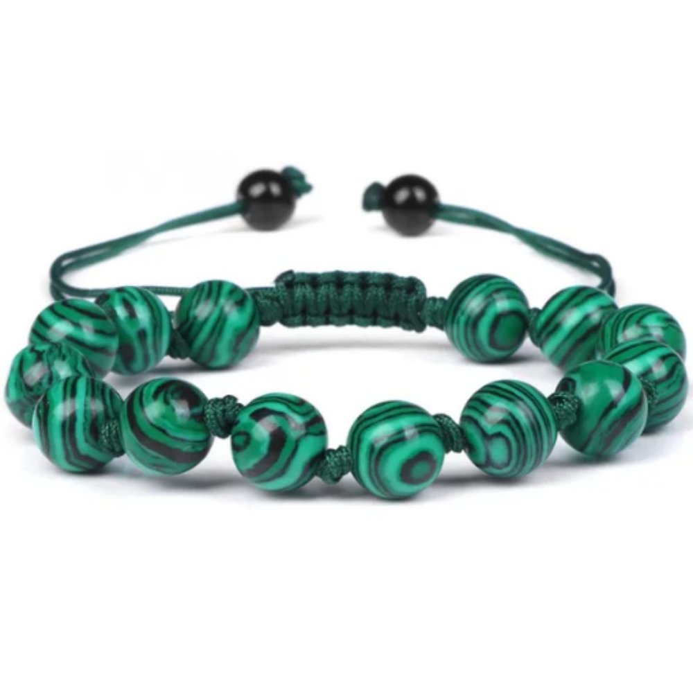 Malachite Bracelet,Green Malachite Bracelet,Knotted Drawstring Bracelet